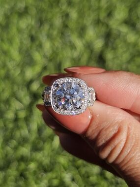 Simon G Diamond Halo Engagement Ring in Platinum